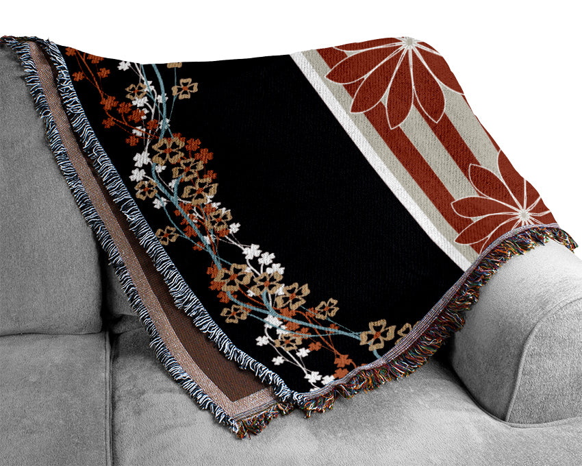 Vertical Flower Power Woven Blanket