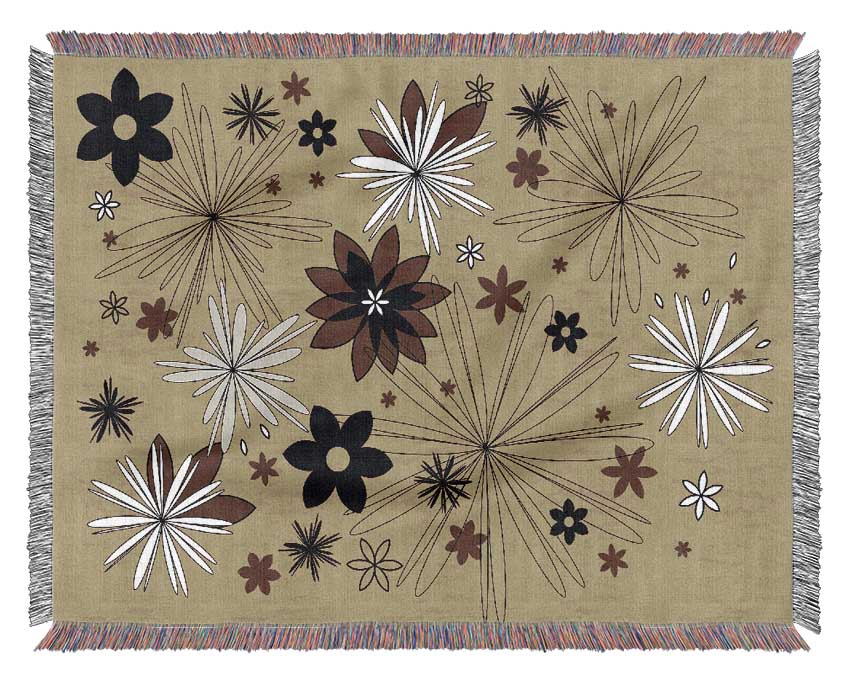 Flowers In Bloom Beige Woven Blanket