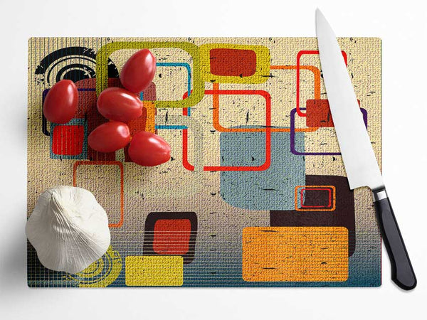 Retro Squares Glass Chopping Board