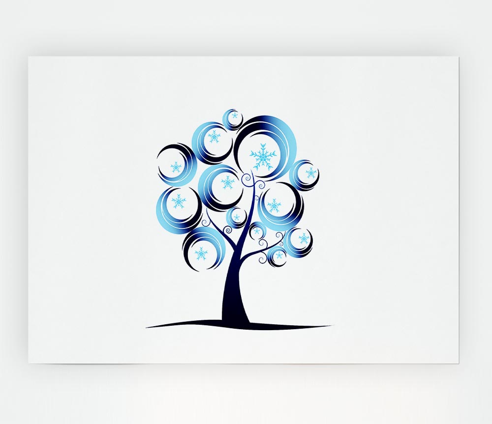 Blue Tree Abstract Print Poster Wall Art