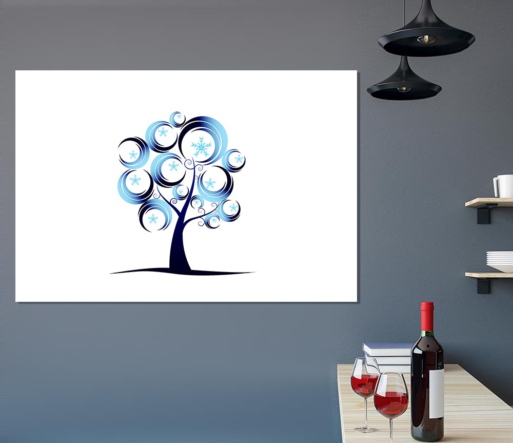 Blue Tree Abstract Print Poster Wall Art