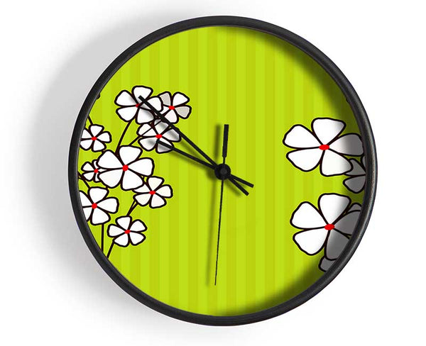 Poppies On Lime Green Clock - Wallart-Direct UK