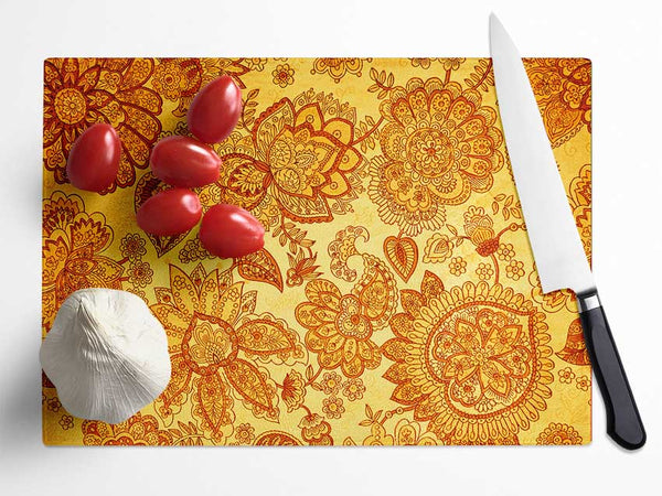 Flock Of Gold Glass Chopping Board