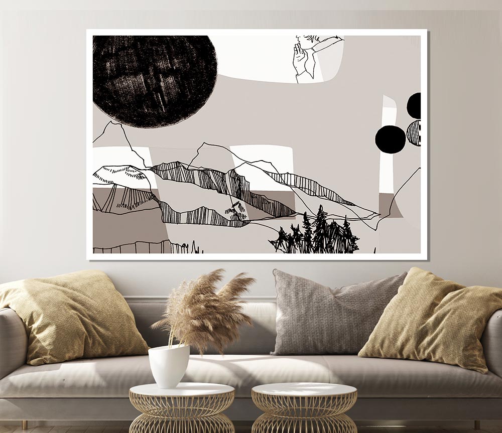 Abstract Mountain Beige Print Poster Wall Art