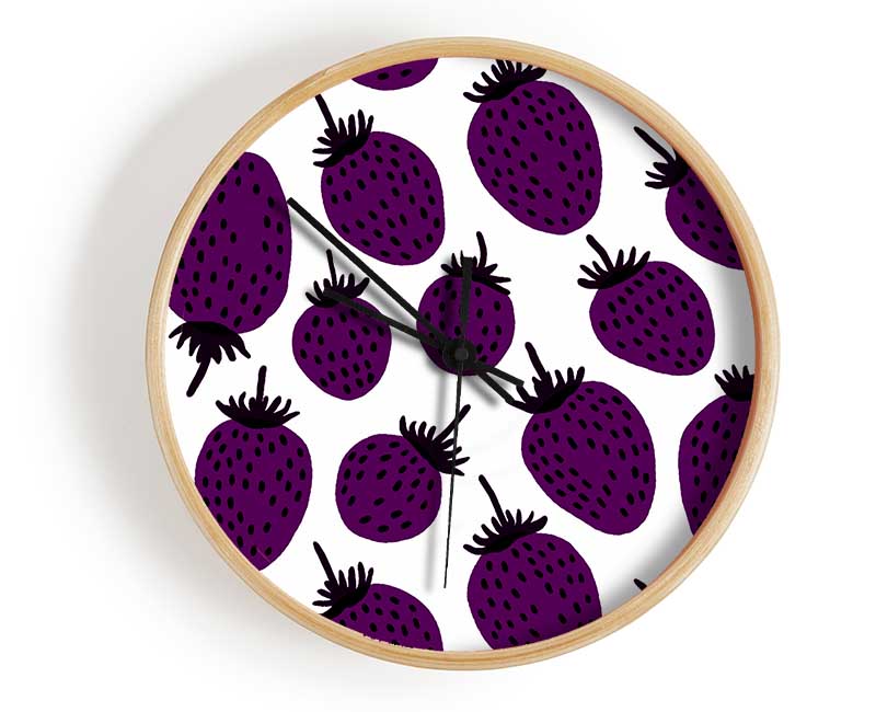 Purple Raspberries Clock - Wallart-Direct UK
