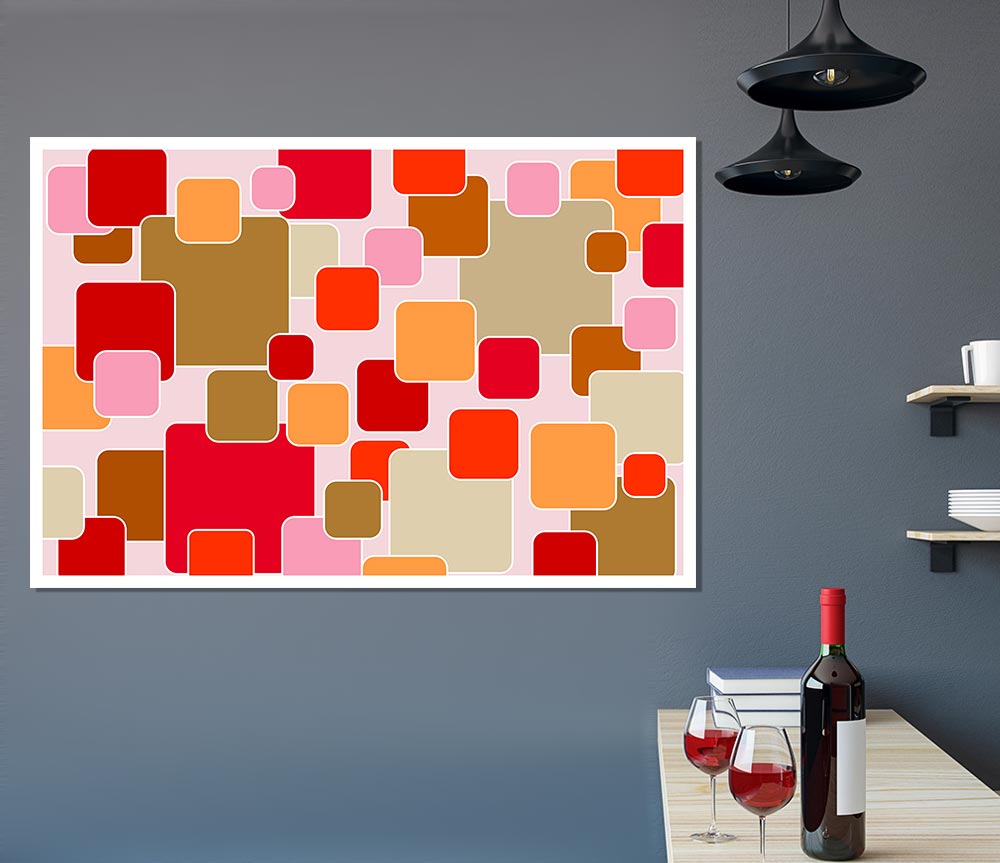 Colour Of Squares Print Poster Wall Art