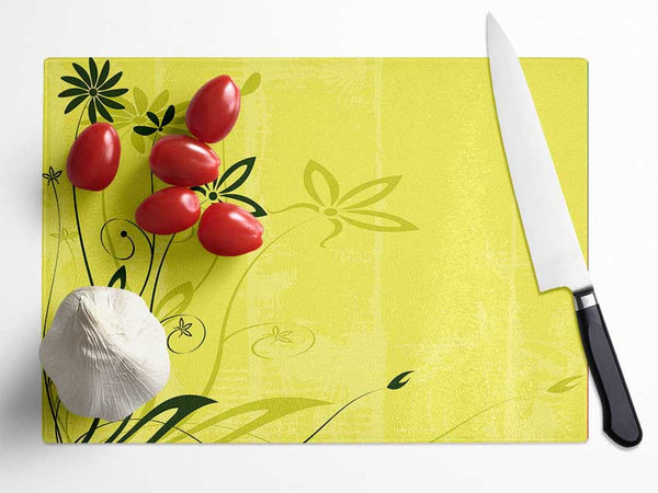 Olive Flower Whisper Glass Chopping Board