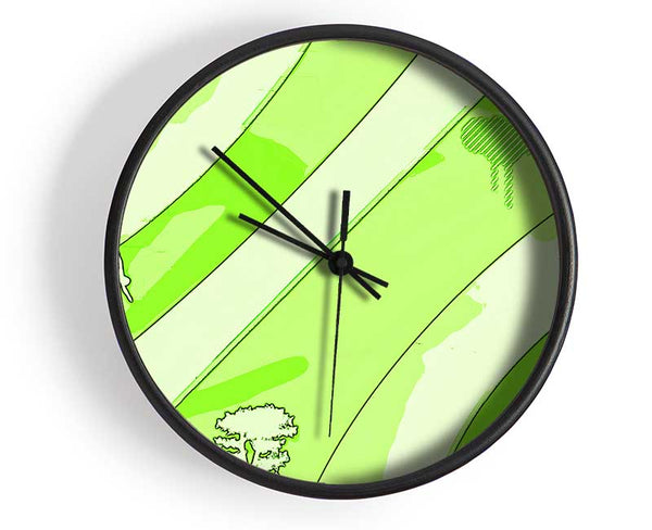 Rainbow Trees Lime Clock - Wallart-Direct UK