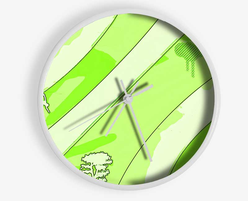 Rainbow Trees Lime Clock - Wallart-Direct UK