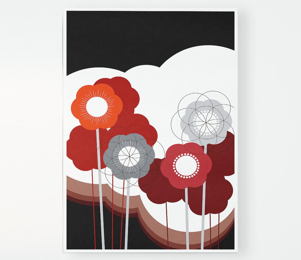 Flower Stem Cloud Print Poster Wall Art