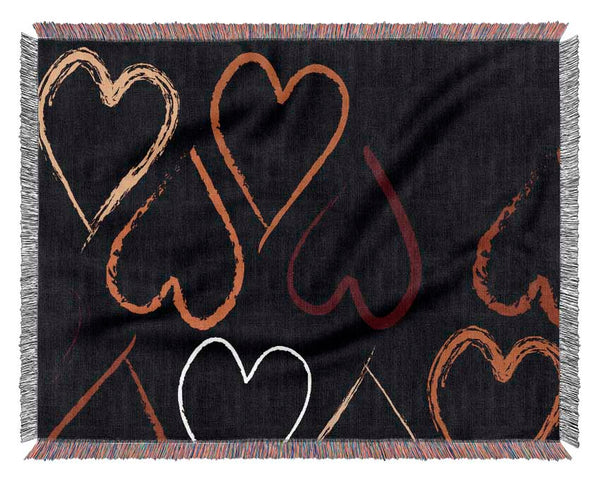 Chocolate Hearts Woven Blanket