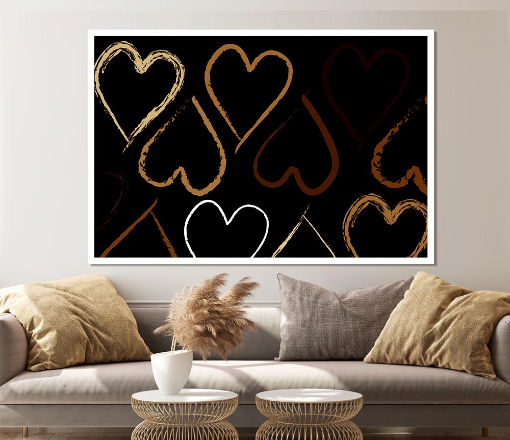 Chocolate Hearts Print Poster Wall Art