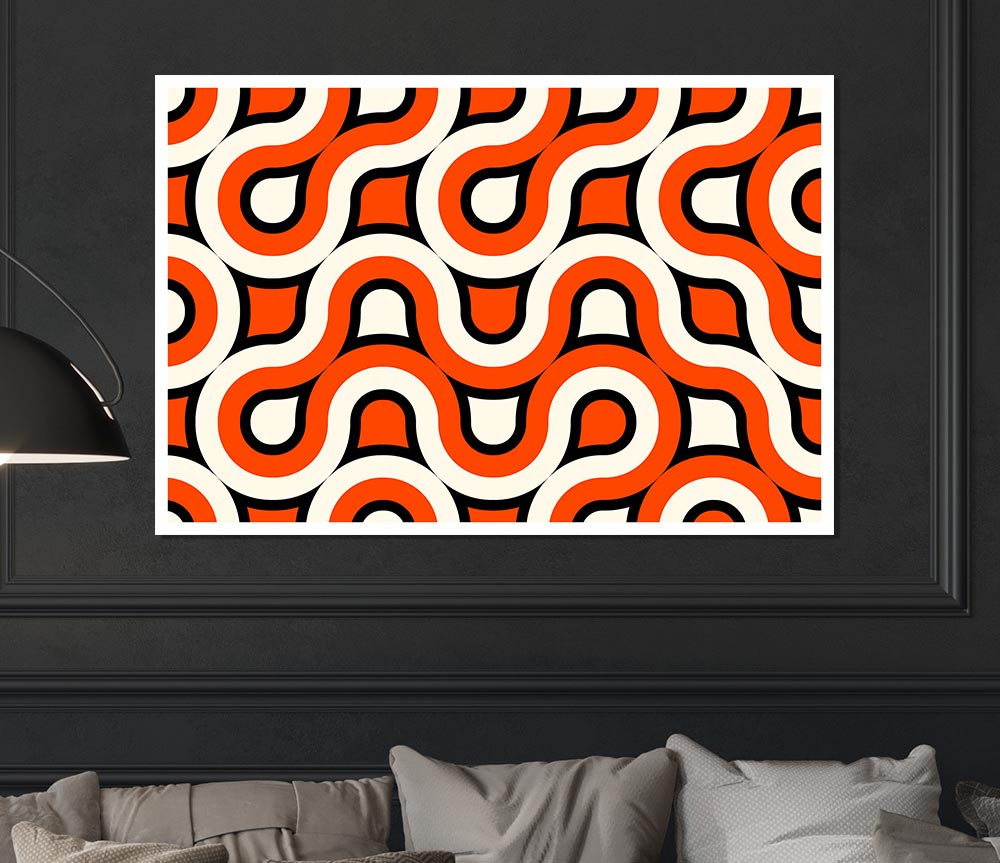 Graphical Maze Orange Print Poster Wall Art