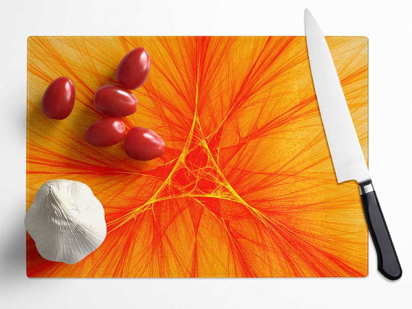 Triangle Of Life Orange Glass Chopping Board