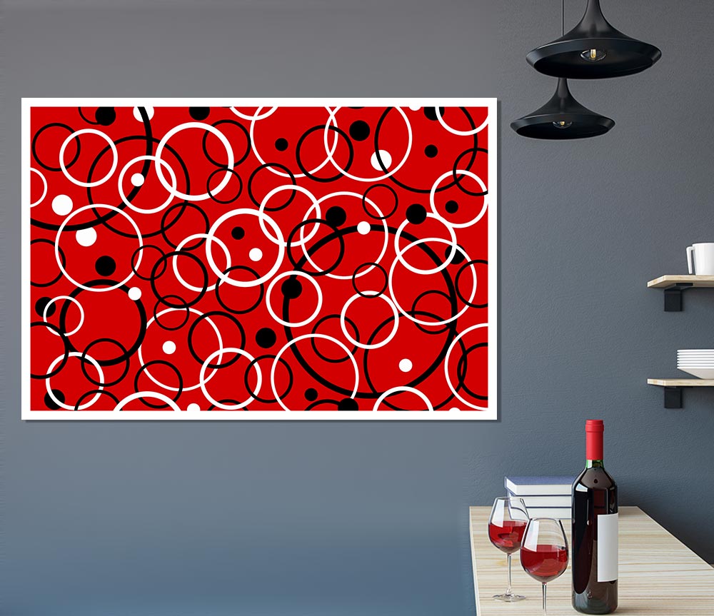 Joining The Dots Red Print Poster Wall Art