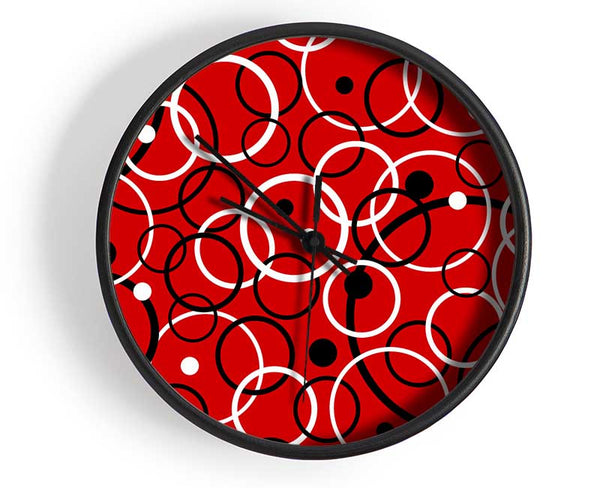 Joining The Dots Red Clock - Wallart-Direct UK