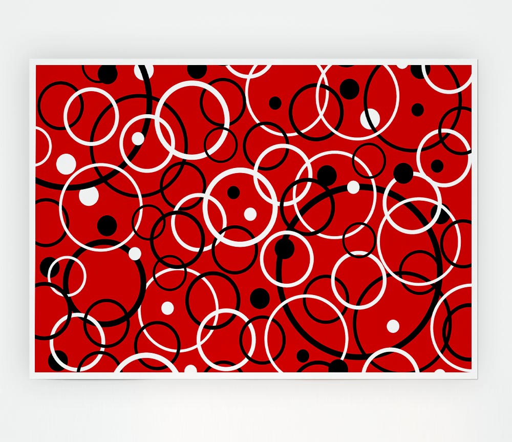 Joining The Dots Red Print Poster Wall Art