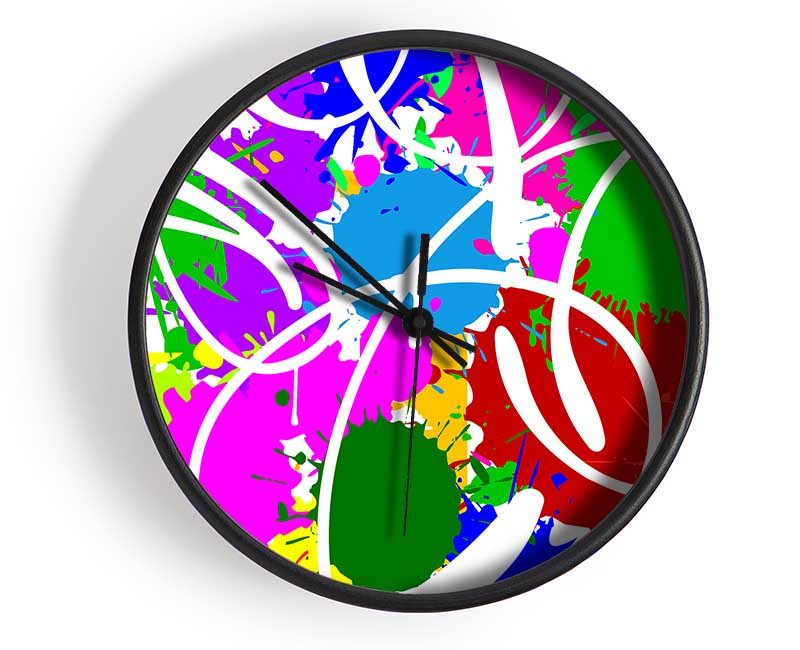 Vibrant Paint Bomb Clock - Wallart-Direct UK