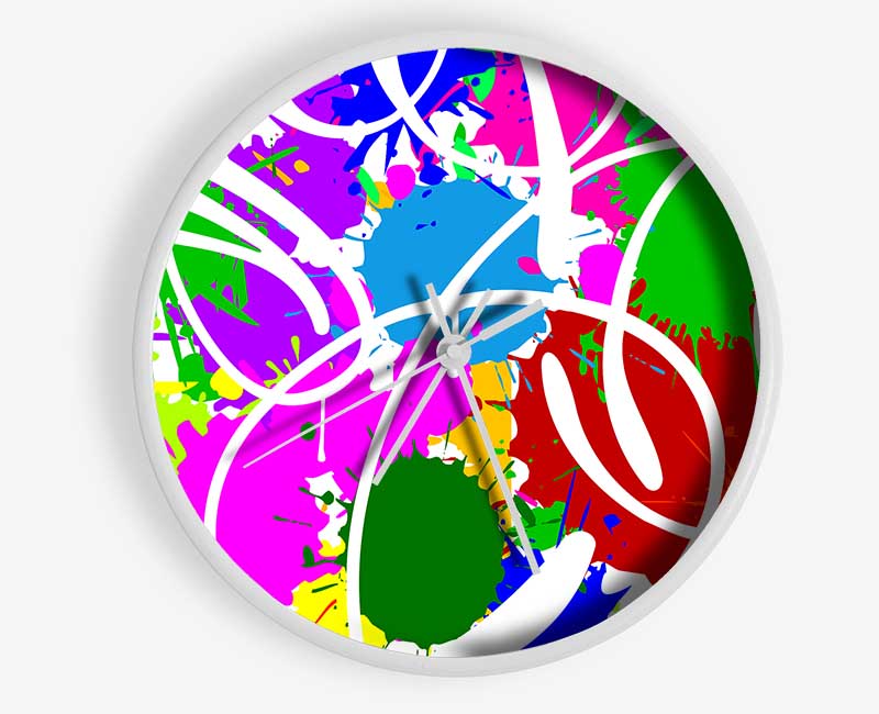 Vibrant Paint Bomb Clock - Wallart-Direct UK