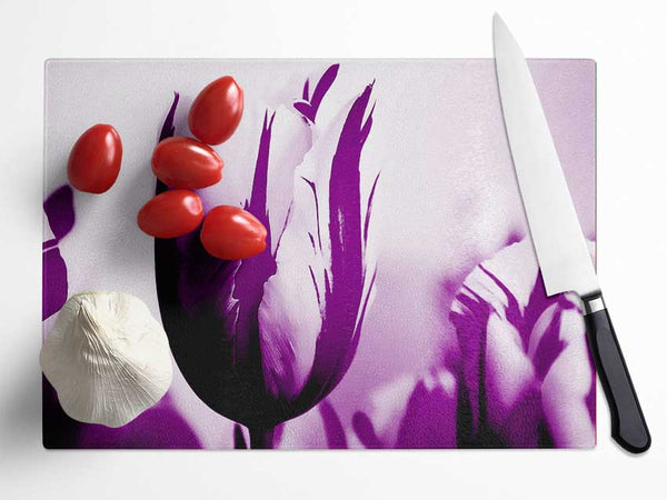 Gem Of A Tulip Purple Glass Chopping Board