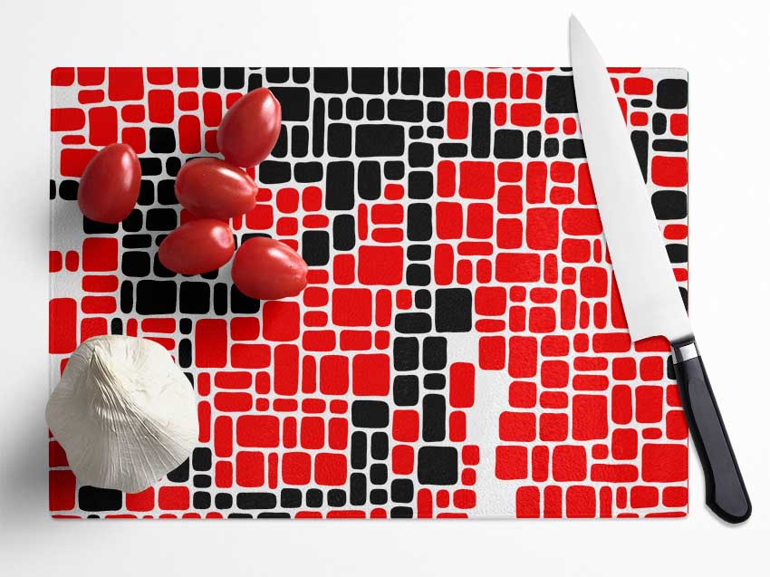 Mosaic Reds Glass Chopping Board