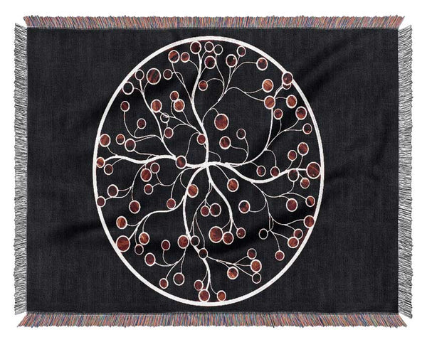 Circle Of Life Red On Black Woven Blanket