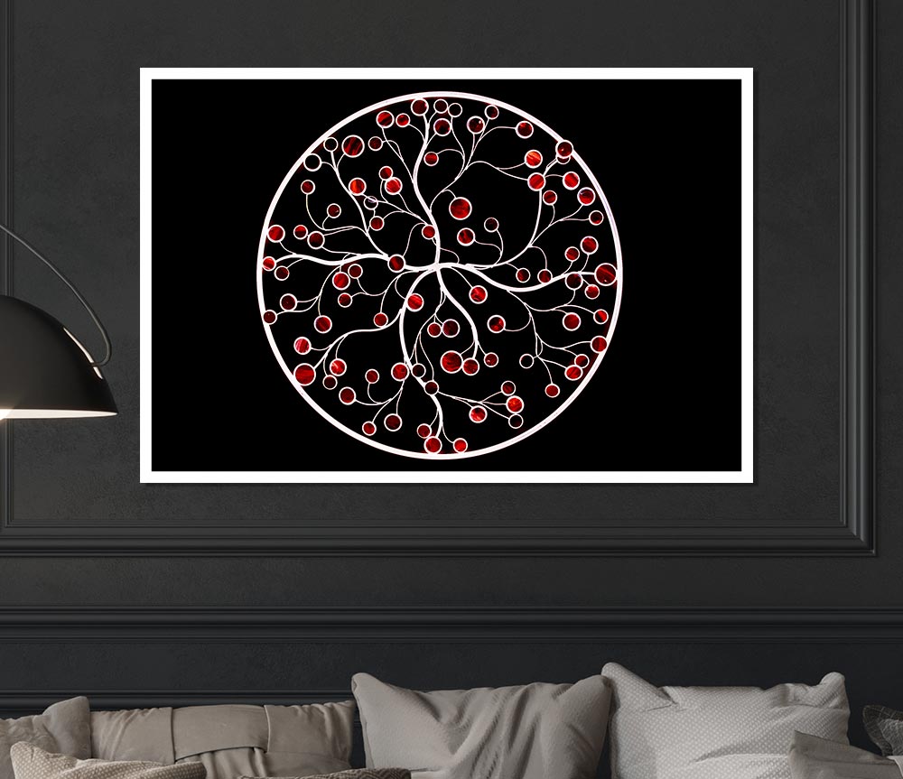 Circle Of Life Red On Black Print Poster Wall Art