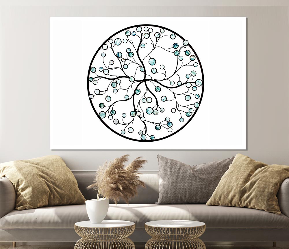 Circle Of Life Blue On White Print Poster Wall Art