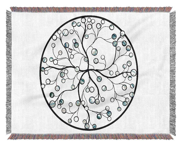 Circle Of Life Blue On White Woven Blanket