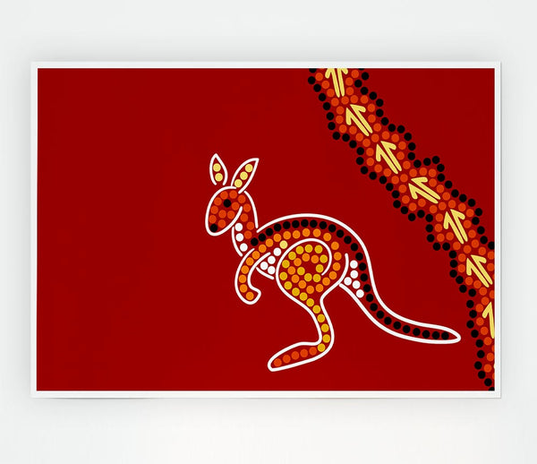 Aboriginal Native Australian Kangaroo Print Poster Wall Art