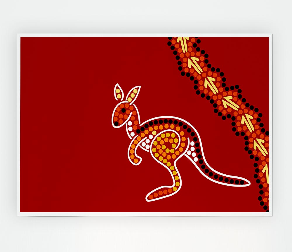 Aboriginal Native Australian Kangaroo Print Poster Wall Art