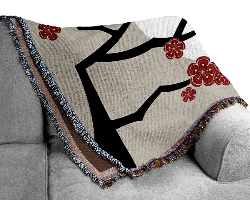 The Red Flowering Tree Woven Blanket