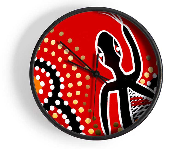 Aboriginal Red Gecko Sun Clock - Wallart-Direct UK