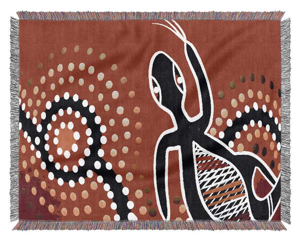 Aboriginal Red Gecko Sun Woven Blanket