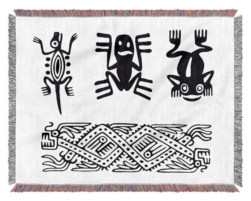 Tribal Animal Art Woven Blanket