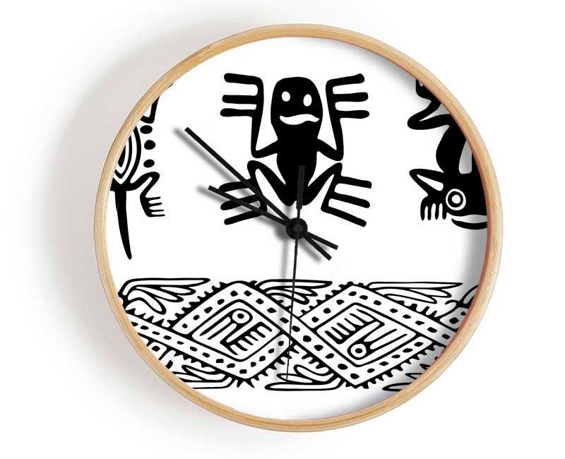 Tribal Animal Art Clock - Wallart-Direct UK