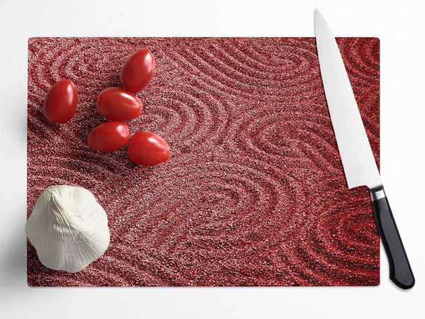 Red Sand Patterns Glass Chopping Board