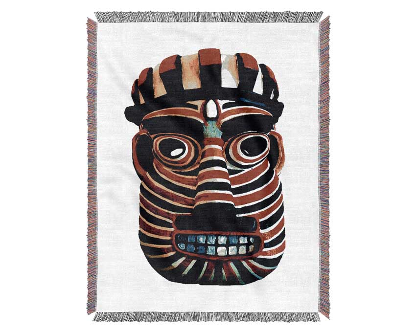 Tribal Mask Red Woven Blanket