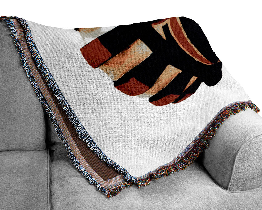 Tribal Mask Red Woven Blanket