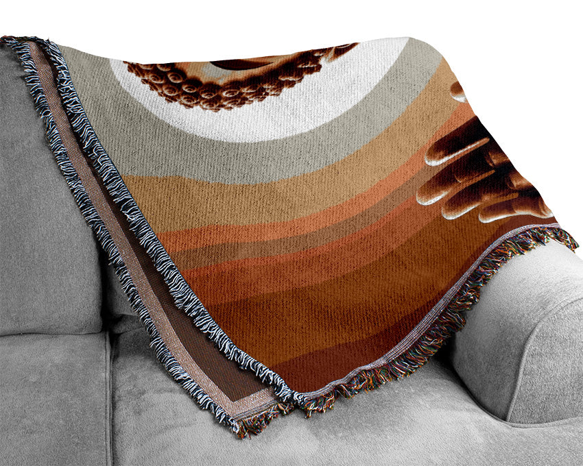 Sepia Buddha Statue Woven Blanket