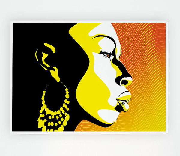 African Female Bathed In Golden Light Print Poster Wall Art