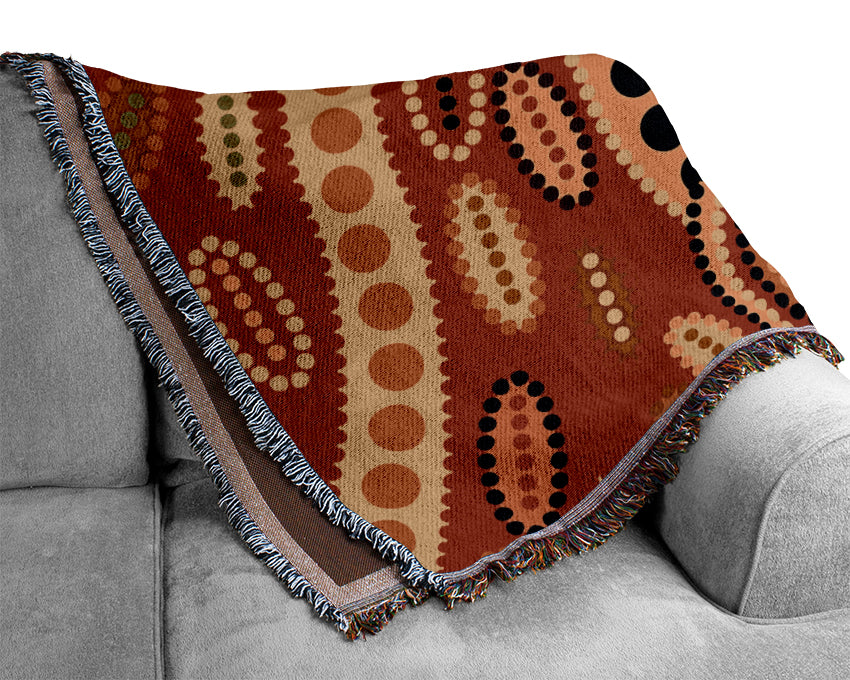 Aboriginal Red Tribal Woven Blanket