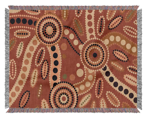 Aboriginal Red Tribal Woven Blanket