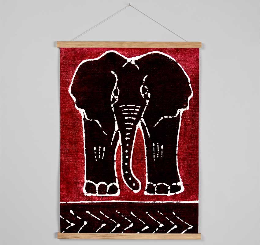 Aboriginal Red Elephant Hanging Poster - Wallart-Direct UK