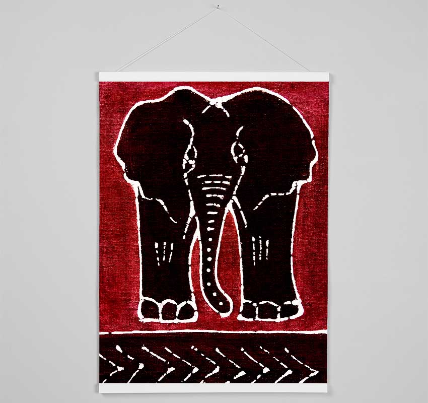 Aboriginal Red Elephant Hanging Poster - Wallart-Direct UK