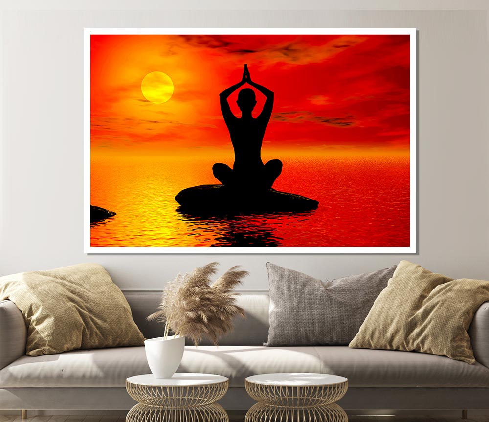 Yoga Ocean Sun Blaze Print Poster Wall Art