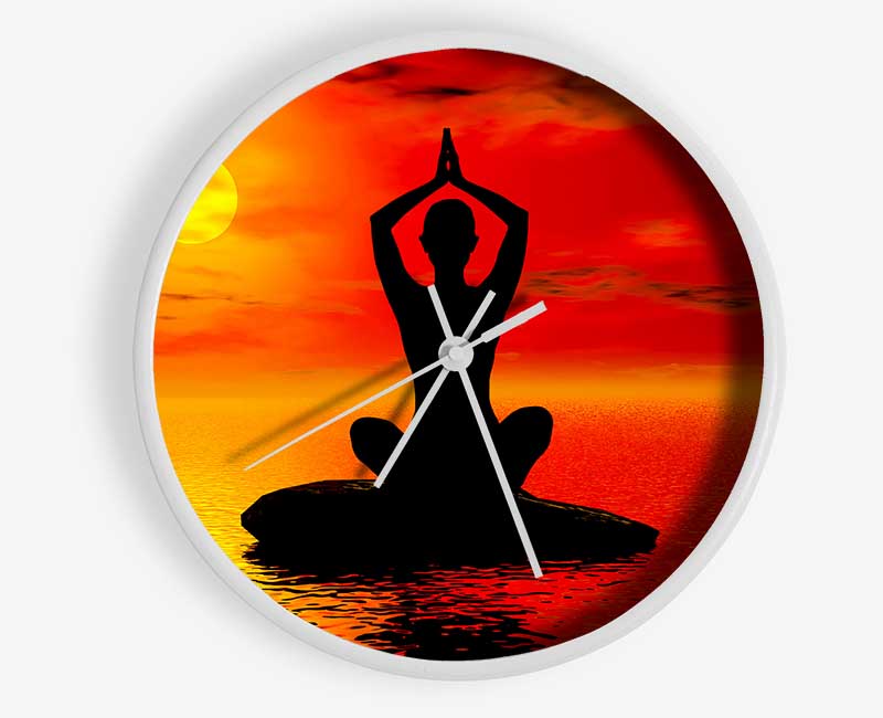 Yoga Ocean Sun Blaze Clock - Wallart-Direct UK