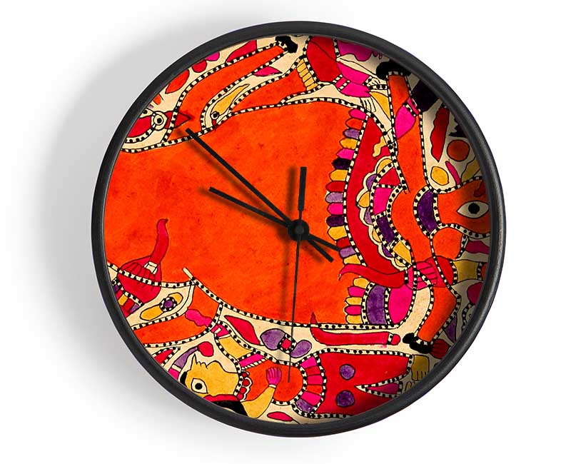 Aboriginal Madhubani Clock - Wallart-Direct UK