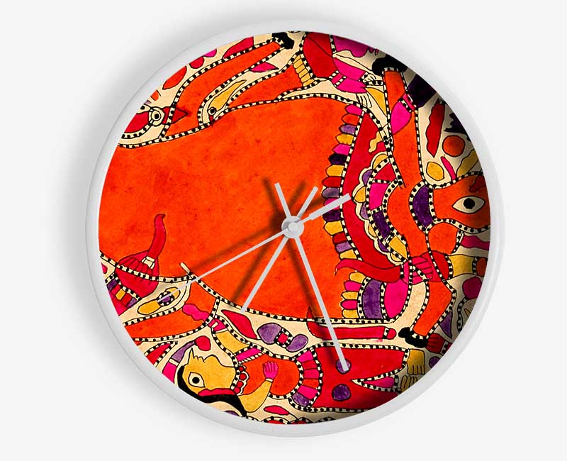 Aboriginal Madhubani Clock - Wallart-Direct UK