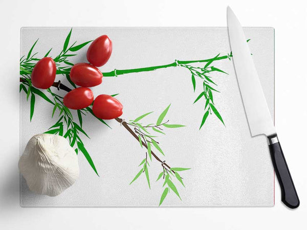 Bamboo Branches Glass Chopping Board